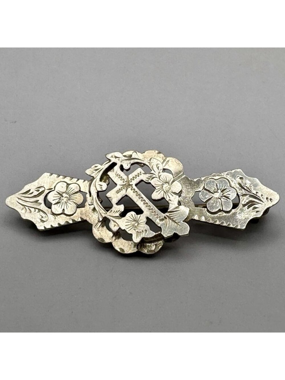 Edwardian Sweetheart Faith Bar Brooch Cross Sterling Silver Birmingham 1903
